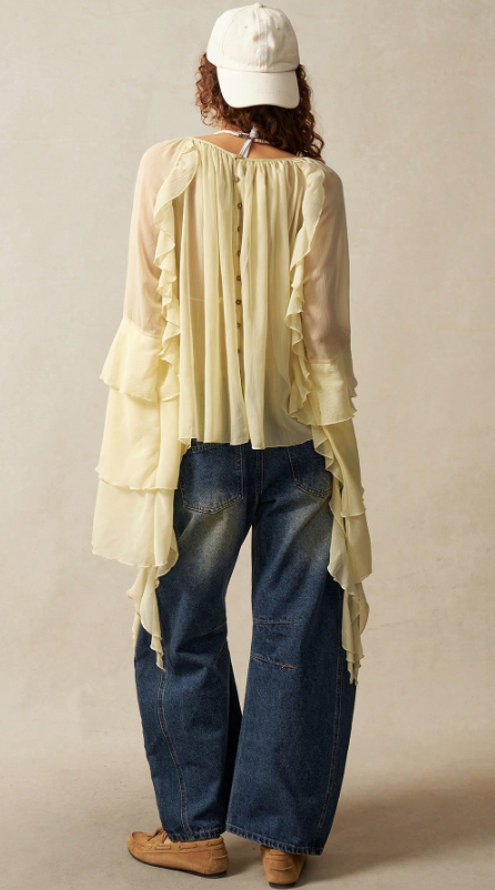 Bell Sleeve Ruffle Top