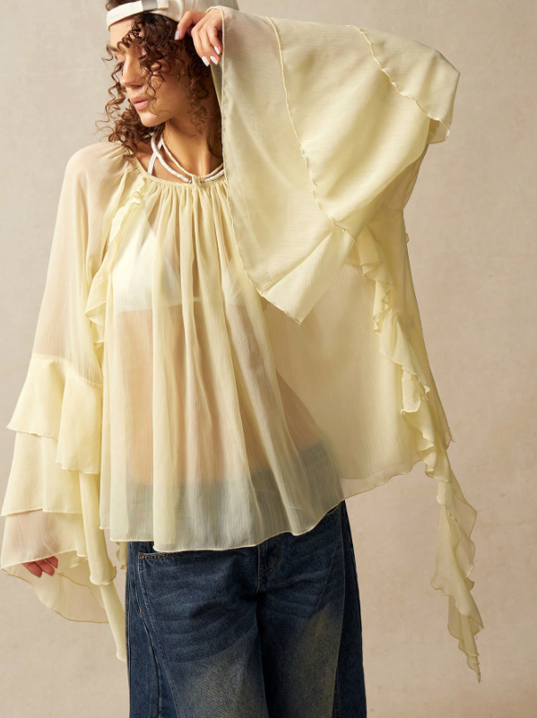 Bell Sleeve Ruffle Top