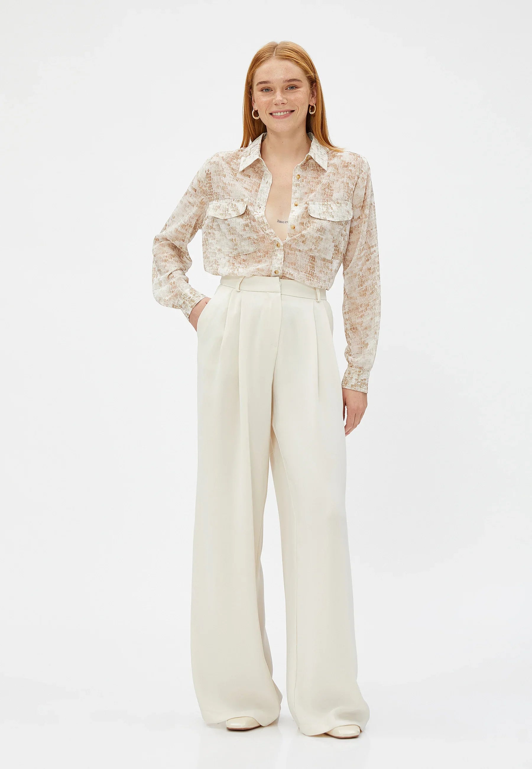 Ivory Hour Wide-Leg Trousers