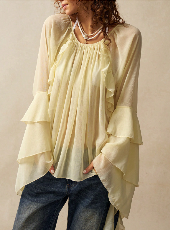 Bell Sleeve Ruffle Top
