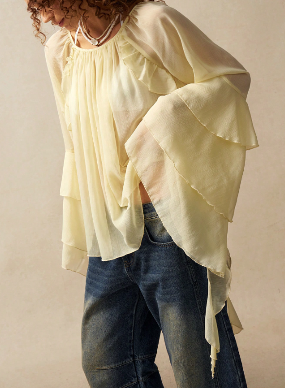 Bell Sleeve Ruffle Top